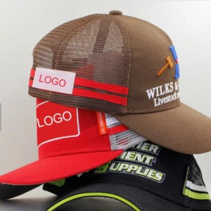 Brugerdefineret 3D -broderi 5 paneler ud af døren baseball sport cap trucker cap mesh hat