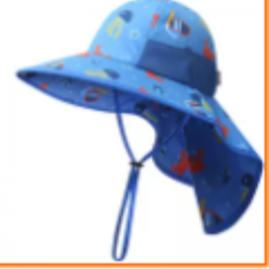 Brugerdefineret trykt bomuldstrand Sun Hat Kids Summer Shield Bucket Hats With String