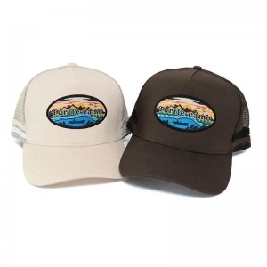 Klassisk brugerdefineret High Crown Australia Country Acrylic 5 Panel 3D Broderet logo Side 2 Stripe Trucker Hat Mesh Caps