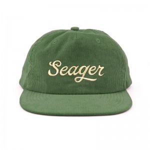 corduroy 5 panel broderi logo caps ustrukturerede snapback hatte i bulk